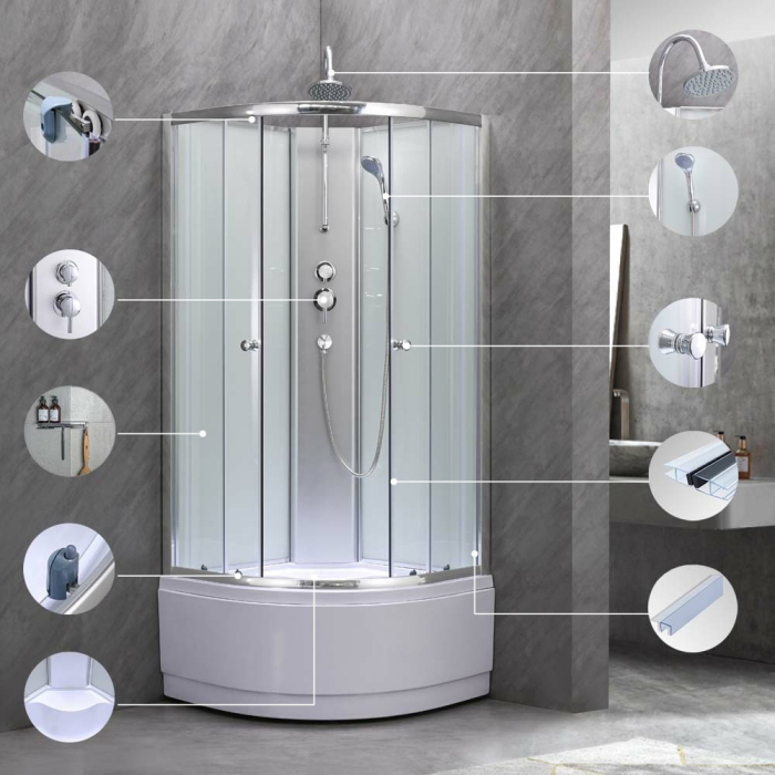 Leziter Cabina de dus Karolino 80x80 cm cu tava adanca alba [6]