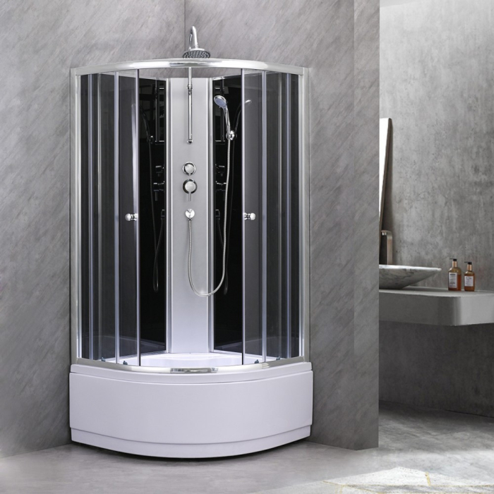 Leziter Cabină de duș Karolino 80x80 cm neagră cu tavă adâncă [2]
