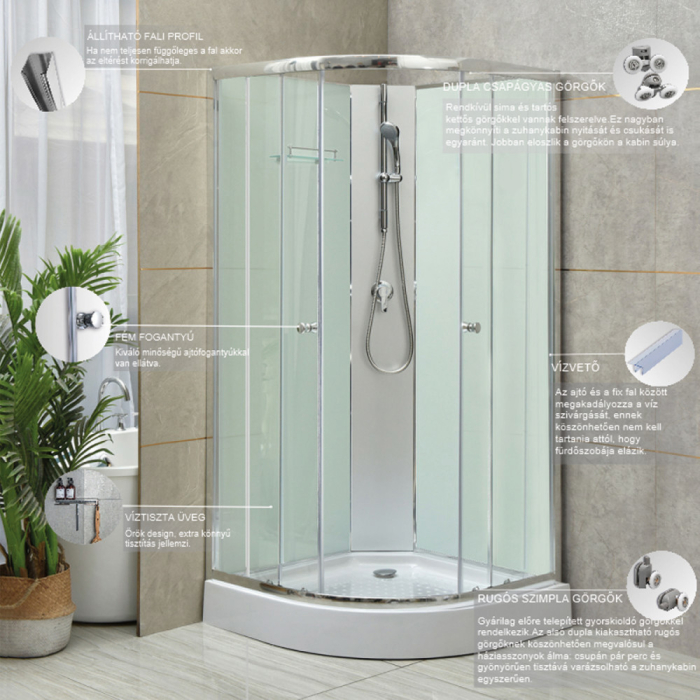 Leziter Cabină de duș Marco White II 80x80 cm cu cădiță de duș [6]