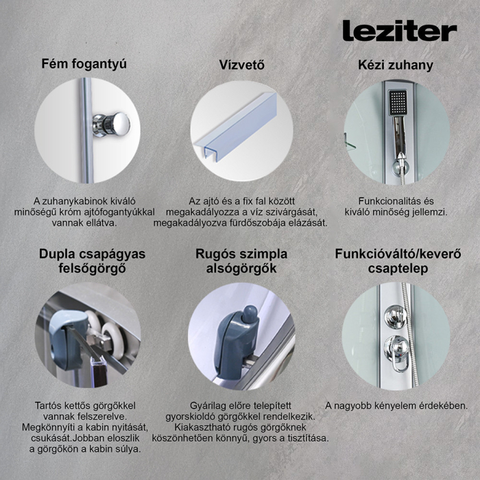 Leziter Cabină de duș pătrată cu hidromasaj Valerie 70x100 cm [4]