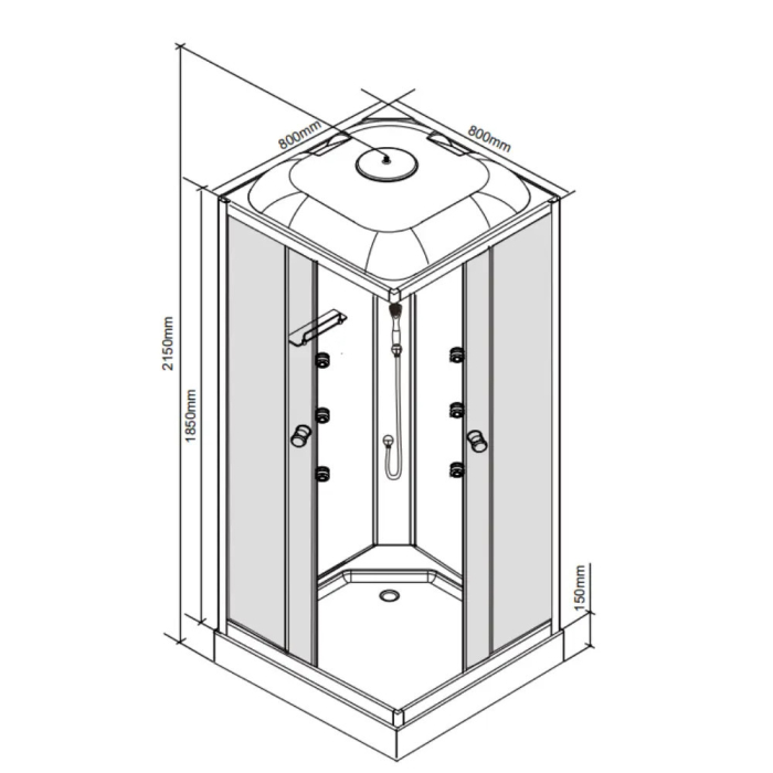 Leziter Cabină de duș pătrată cu hidromasaj Valerie 80x80 cm [2]