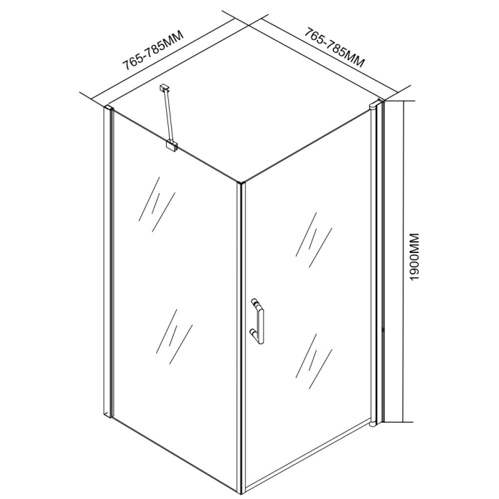 Leziter Cabină de duș pătrată simplă cu ușă batantă fără cădiță de duș [8]