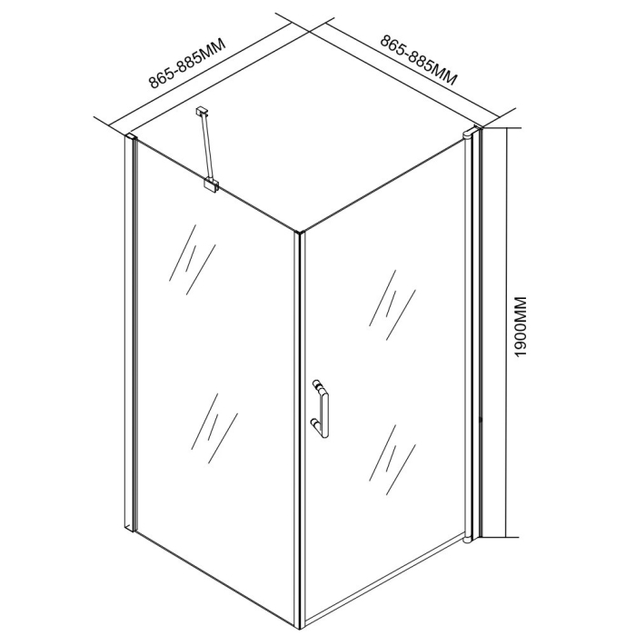 Leziter Cabină de duș pătrată simplă cu ușă batantă fără cădiță de duș [8]