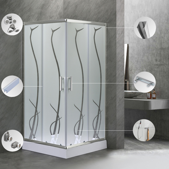 Leziter Cabină de duș pătrată Spirit BAMBOO 80x80, cu cădiță de duș acrilică armată [5]