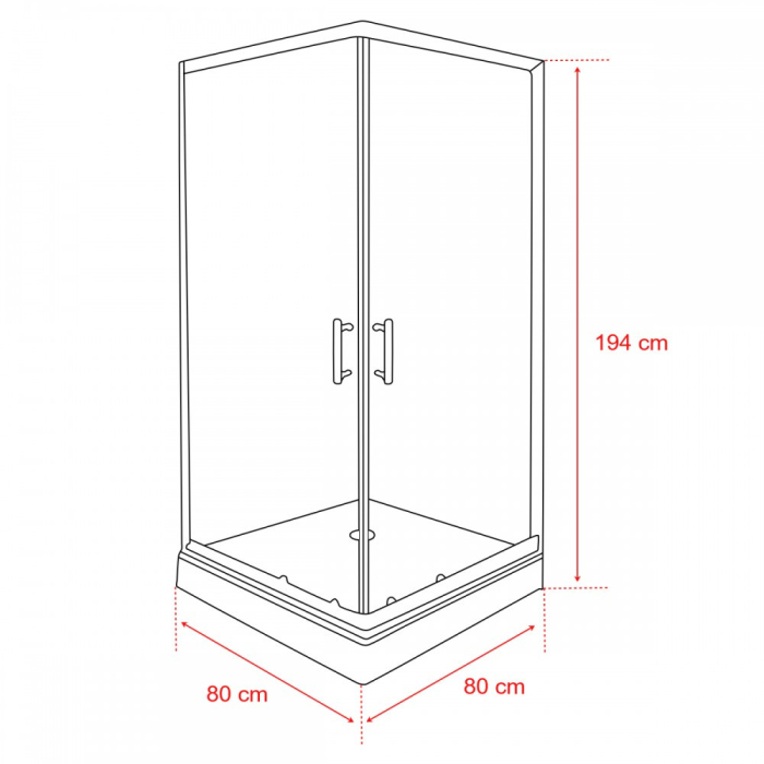 Leziter Cabină de duș pătrată Spirit BAMBOO 80x80, cu cădiță de duș acrilică armată [3]