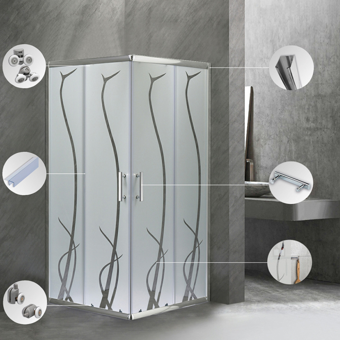 Leziter Cabină de duș pătrată Spirit BAMBOO 80x80, fără cădiță de duș [5]