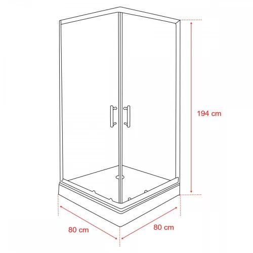 Leziter Cabină de duș pătrată Spirit Clear 80x80 cm, cu cădiță de duș, neagră [3]