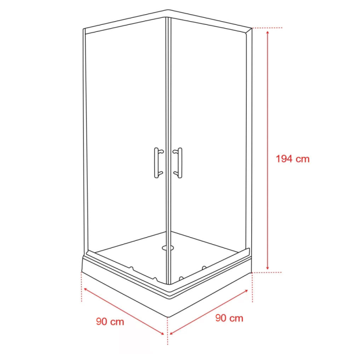 Leziter Cabină de duș pătrată Spirit Clear 90x90 cm cu cădiță de duș, neagră [3]