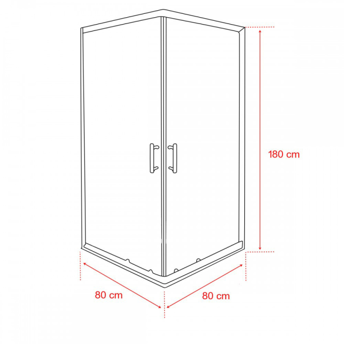 Leziter Cabină de duș pătrată Spirit Clear 90x90 cm, fără cădiță de duș, neagră [3]