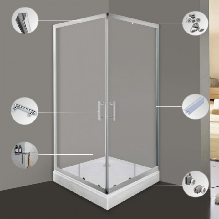 Leziter Spirit Clear 90x90x194 cm cabină de duș pătrată cu tavă de duș [5]