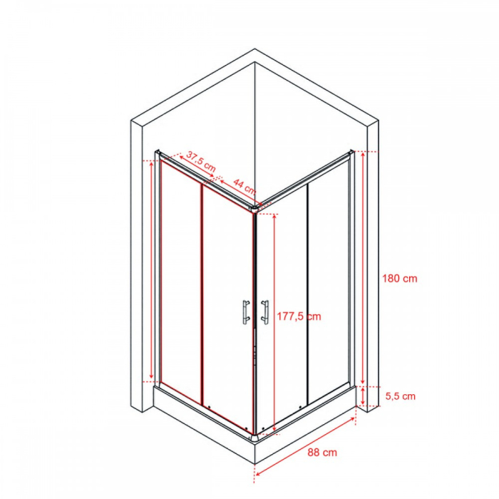 Leziter Spirit Clear 90x90x194 cm cabină de duș pătrată cu tavă de duș [3]