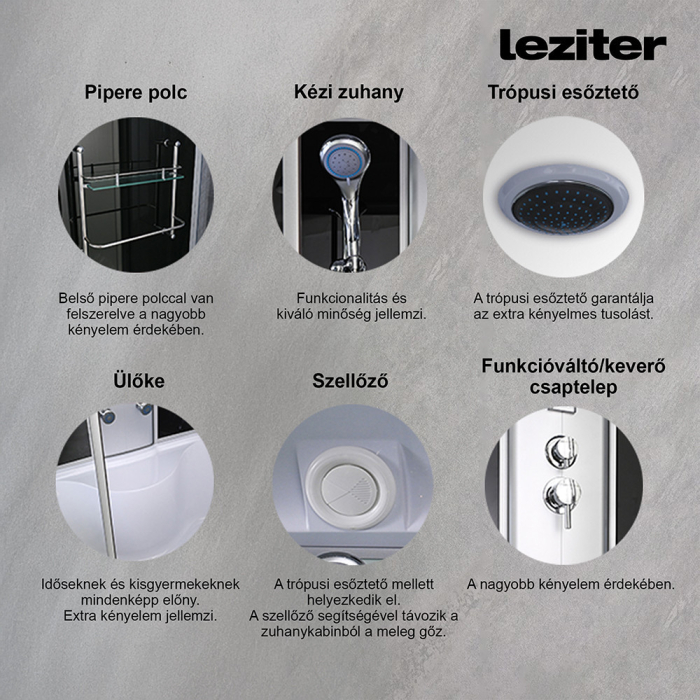 Leziter Cadă cu hidromasaj Emilia 85x170 cm cu electronică, albă [5]