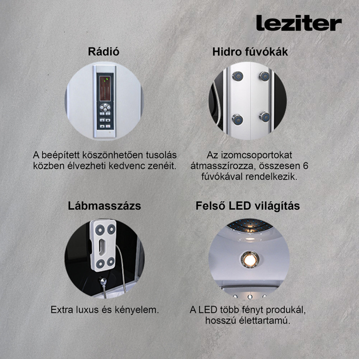 Leziter Cadă cu hidromasaj Emilia 85x170 cm cu electronică, albă [6]