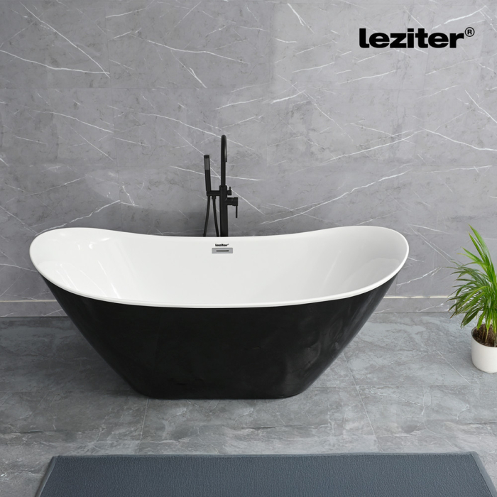 Leziter Cadă de baie independentă Flow neagră [2]