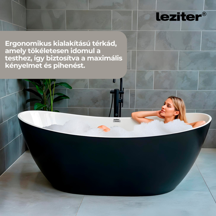 Leziter Cadă de baie independentă Flow neagră [4]