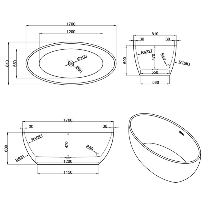 Leziter Cadă de baie independentă Kara [3]