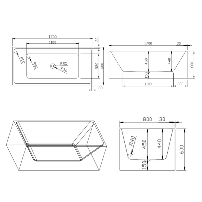 Leziter Cadă de baie independentă Nara [3]