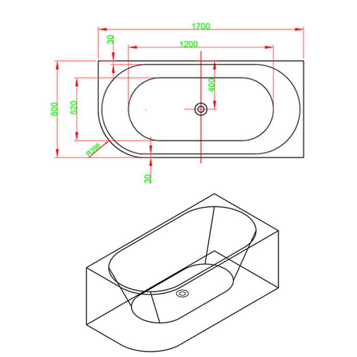 Leziter Cadă de baie independentă Pike dreapta [4]