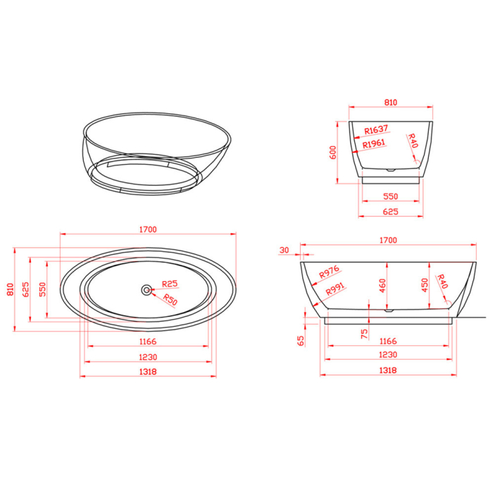 Leziter Cadă de baie independentă Troy [3]