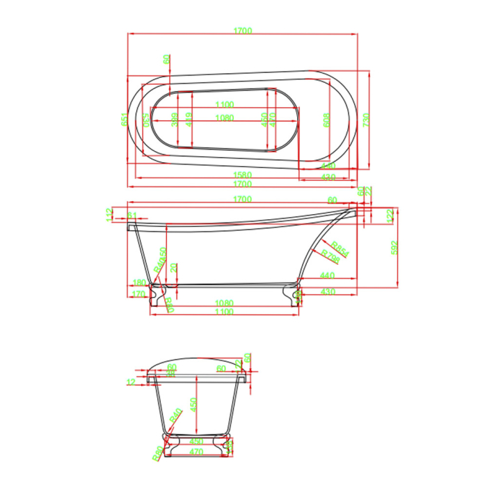 Leziter Cada freestanding Clark 170x73x73 cm, negru [3]