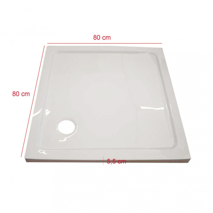 Leziter Cădiță de duș acrilică joasă pătrată Modena Slim 80x80 cm [2]