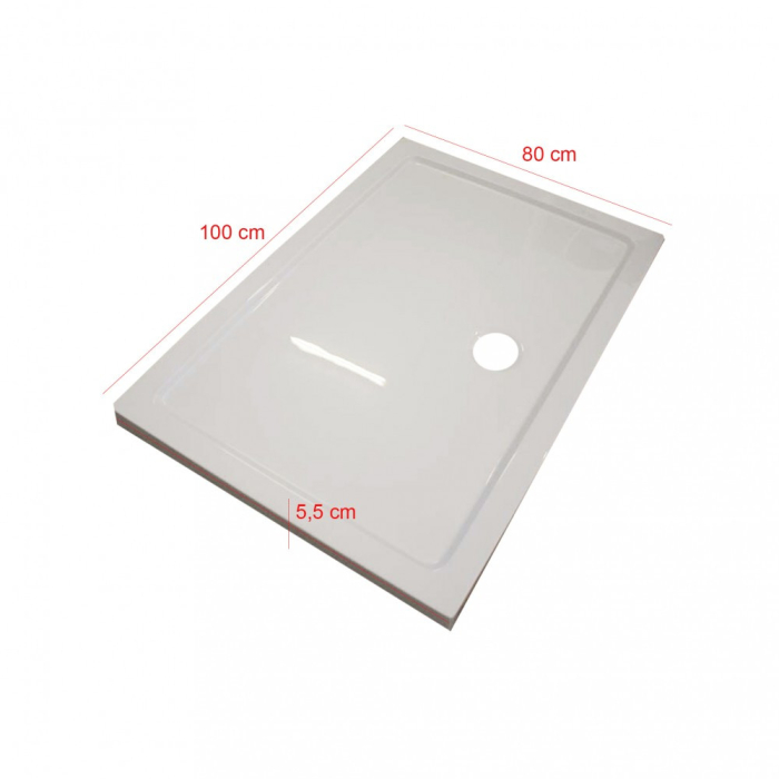 Leziter Cădiță de duș acrilică pătrată asimetrică Modena Slim, 80x100 cm [2]