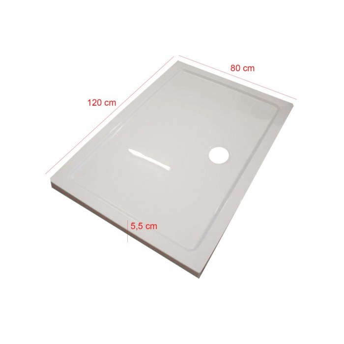 Leziter Cădiță de duș acrilică pătrată asimetrică Modena Slim, 80x120 cm [2]