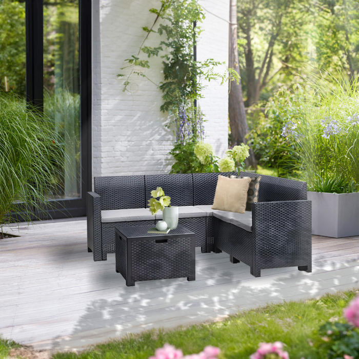 Leziter Canapea de colț de grădină Nero cu 5 locuri [2]