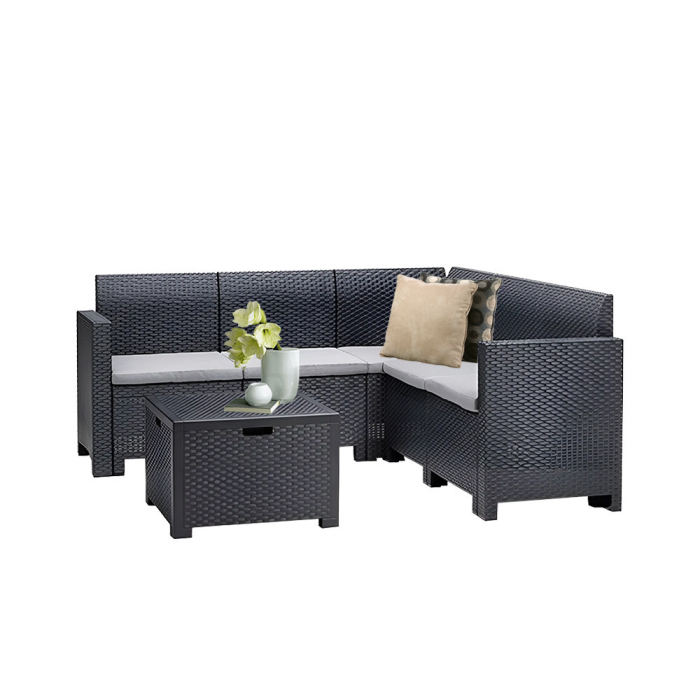 Leziter Canapea de colț de grădină Nero cu 5 locuri [4]