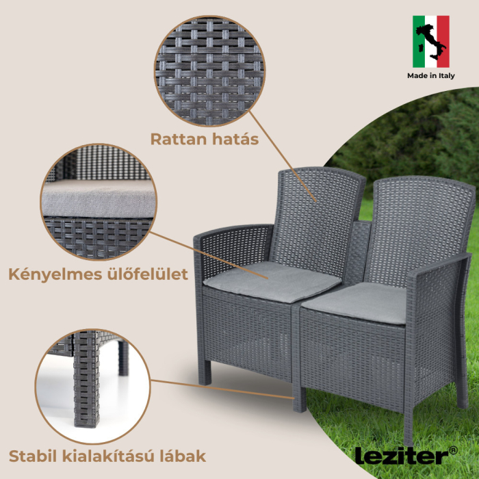 Leziter Canapea de grădină Lima cu 2 locuri [4]