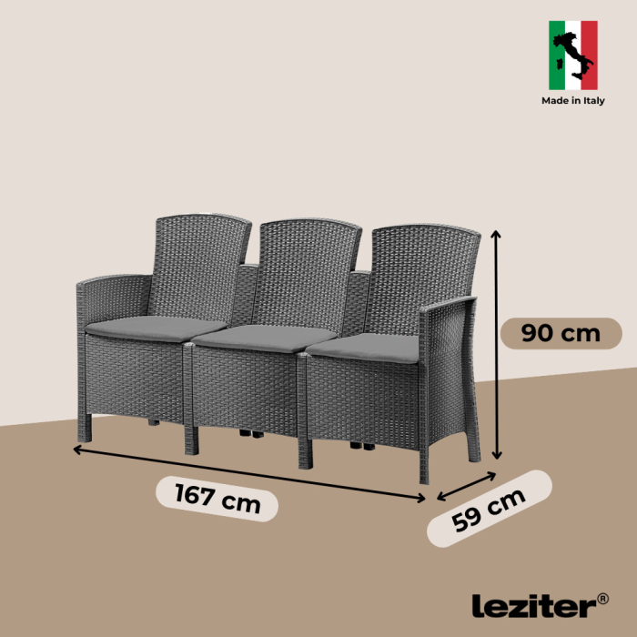 Leziter Canapea de grădină Lima cu 3 locuri [3]