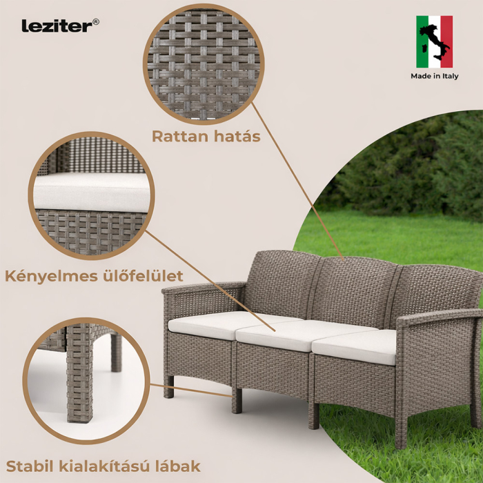 Leziter Canapea de grădină Venus cu 3 locuri cappuccino [4]