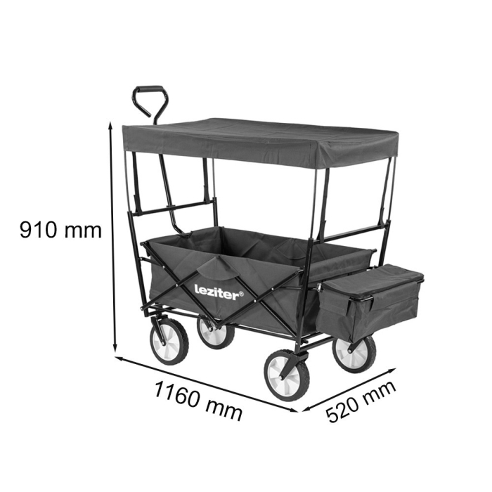 Leziter Cărucior de plajă pliabil de grădină cu acoperiș, gri [3]
