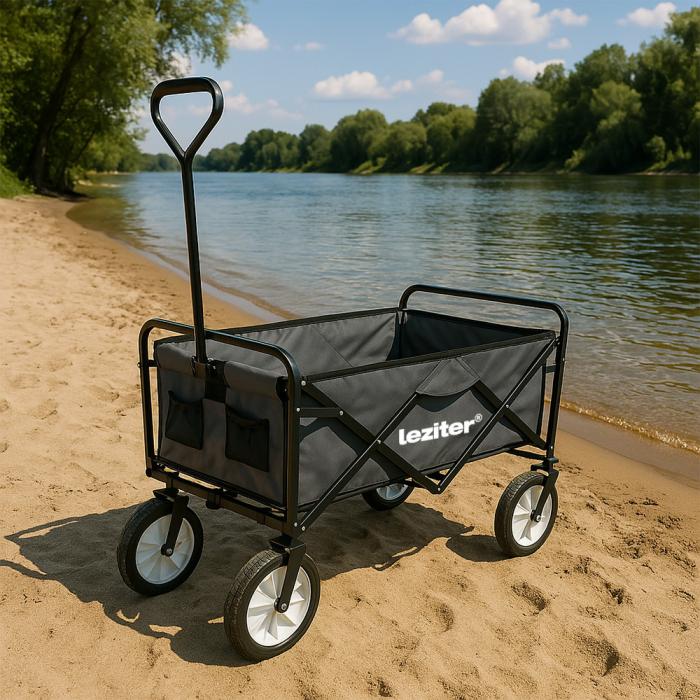 Leziter Cărucior de plajă pliabil de grădină gri [2]