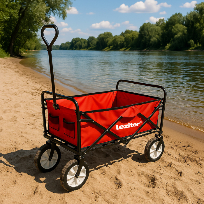 Leziter Cărucior de plajă pliabil de grădină roșu [2]