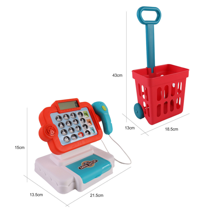 Leziter Casierie pentru magazin de jucării cu cărucior de cumpărături, 32 buc [2]