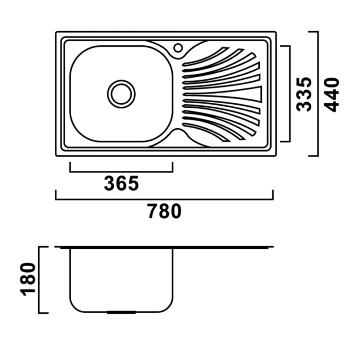 Leziter Chiuvetă Boli pătrată cu o singură cuvă cu picurare din oțel inoxidabil [3]