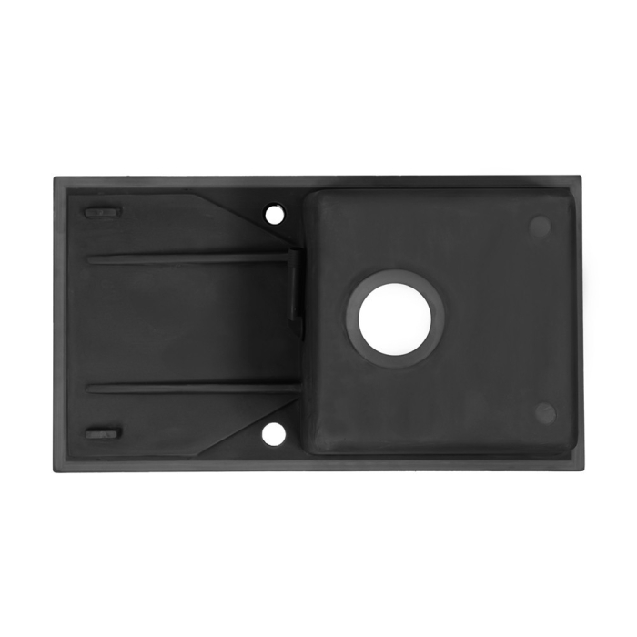 Leziter Chiuvetă Gori pătrată cu un singur lavoar din granit, cu sifon și sifon, neagră [7]