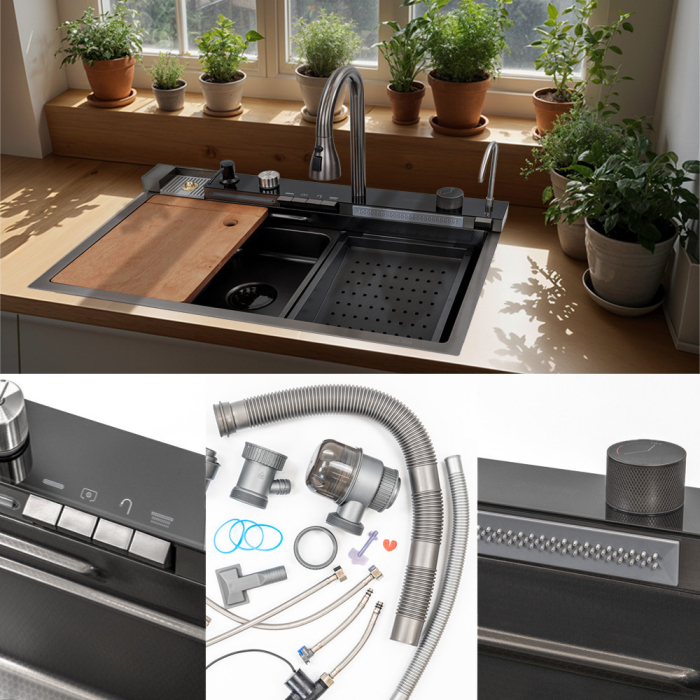 Leziter Chiuvetă multifuncțională Catania din oțel inoxidabil cu baterie digitală [6]