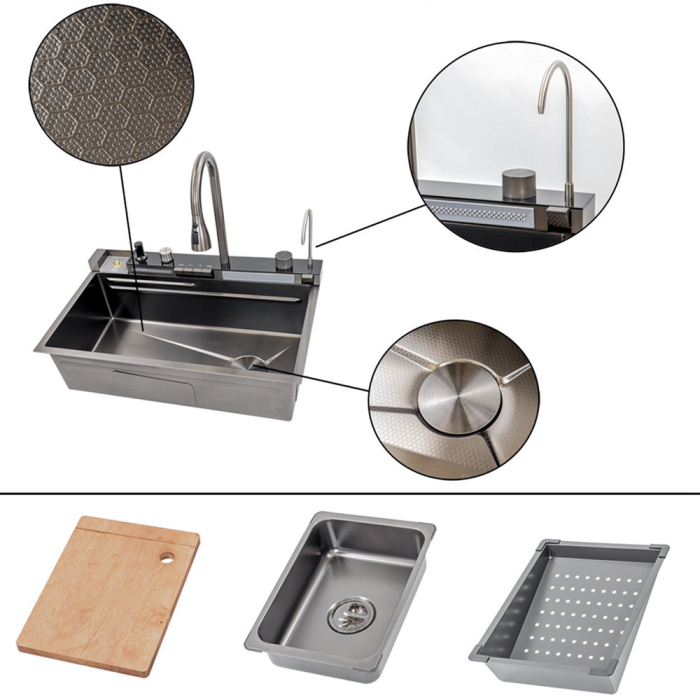 Leziter Chiuvetă multifuncțională Catania din oțel inoxidabil cu baterie digitală [5]