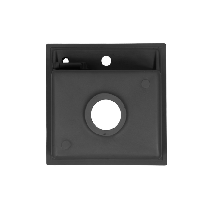 Leziter Chiuvetă pătrată Nia din granit cu o singură cuvă și sifon, neagră [7]