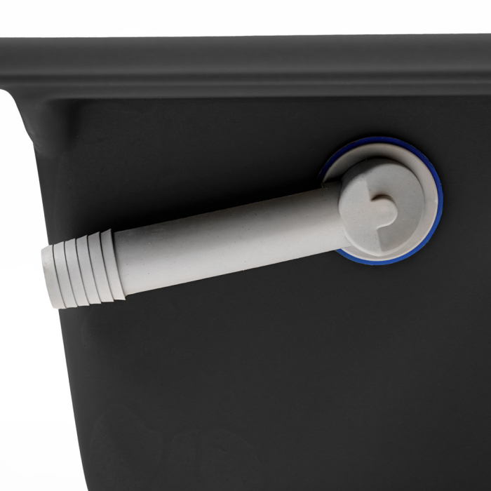 Leziter Chiuvetă pătrată Nia din granit cu o singură cuvă și sifon, neagră [10]