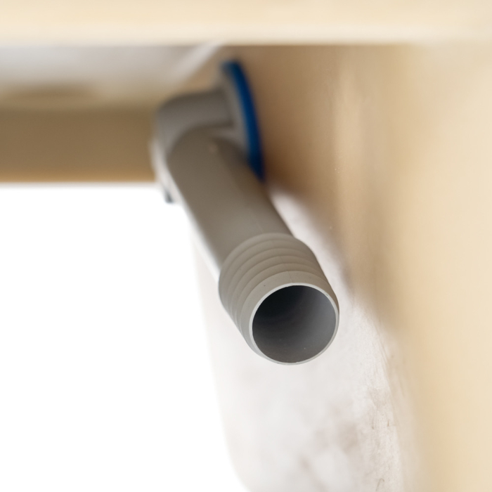 Leziter Chiuvetă pătrată Tia din granit cu două cuve și sifon bej [10]