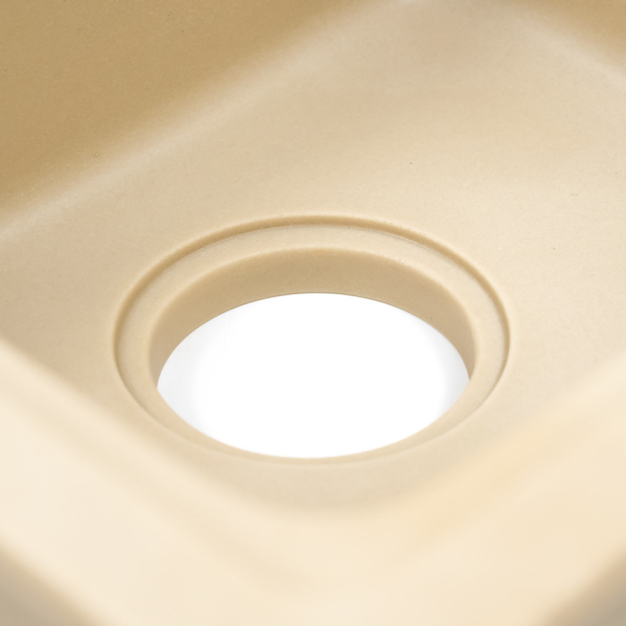 Leziter Chiuvetă pătrată Tia din granit cu două cuve și sifon bej [9]