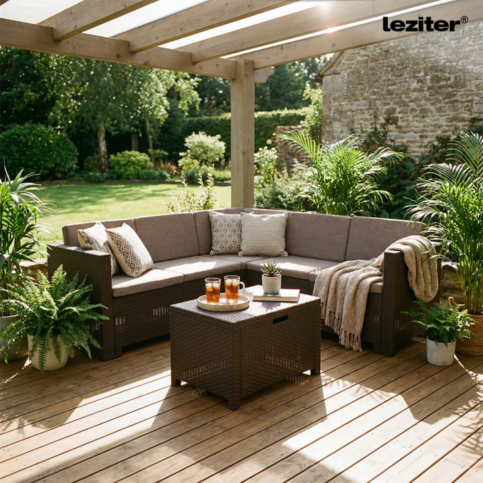 Leziter City colț mobilier de grădină set maro [2]