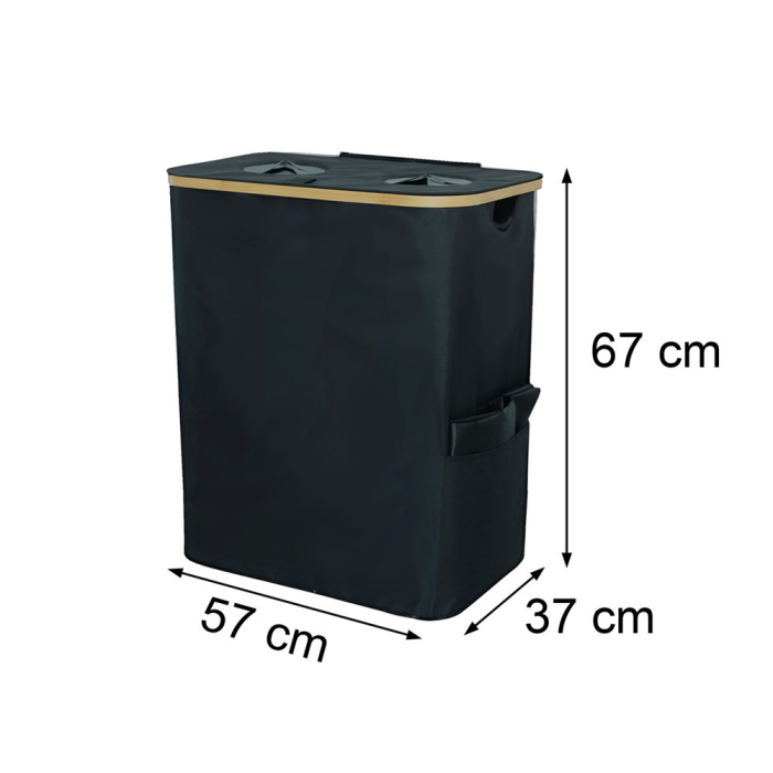 Leziter Colector selectiv de sticle cu două compartimente 140l negru [2]