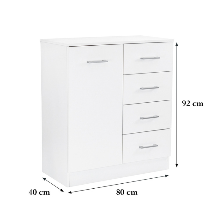 Leziter Comodă Miami cu 1 ușă și 4 sertare 80x92 cm alb-stejar sonoma [2]