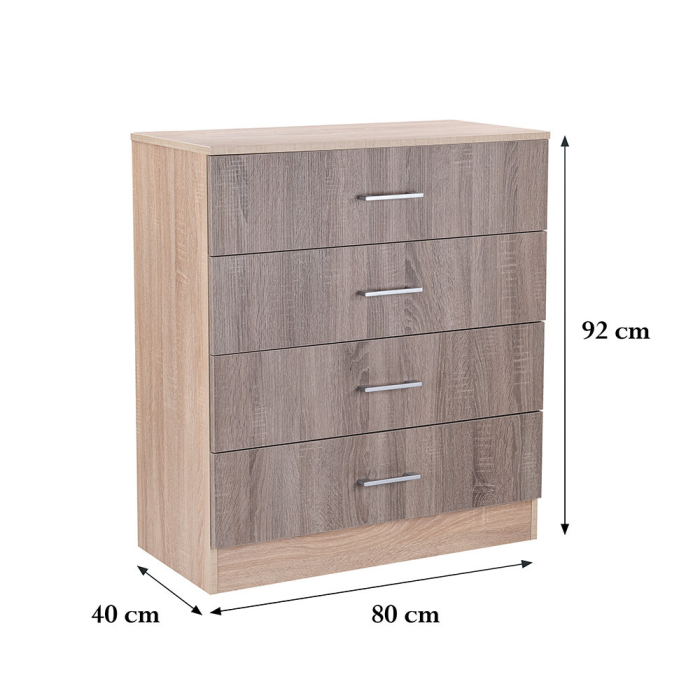 Leziter Comodă Miami cu 4 sertare 80x92 cm stejar York-stejar Sonoma [2]