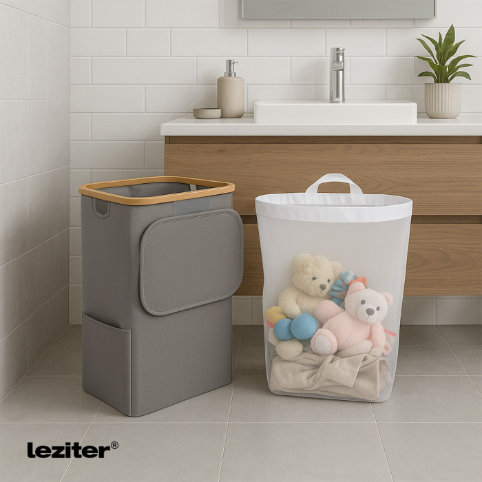 Leziter Coș de gunoi 100L gri 44x33x67 cm [2]