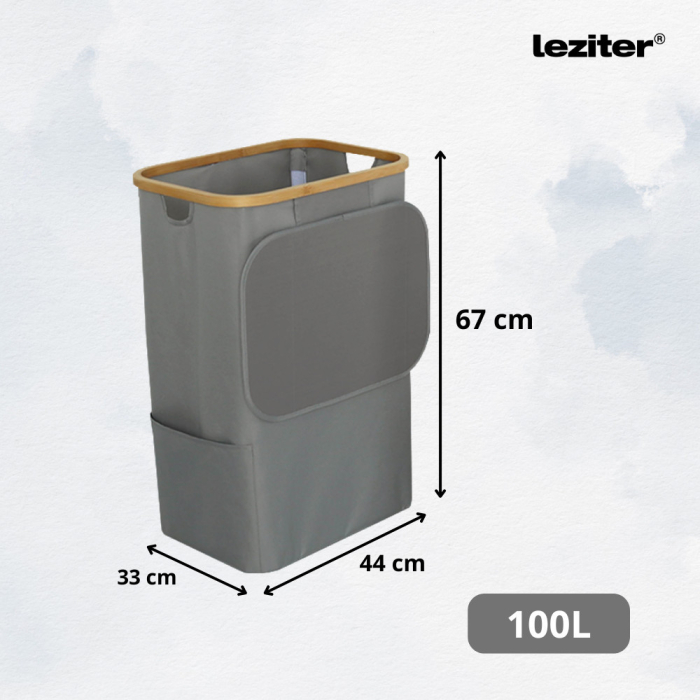 Leziter Coș de gunoi 100L gri 44x33x67 cm [3]